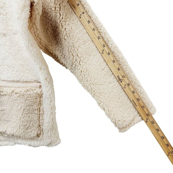 Lacey Chabert Women's Comfy Chic Sherpa Jacket Beige cream Size S - Picture 13 of 13